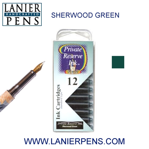 12 Pack Universal Fountain Pen Cartridges - Sherwood Green