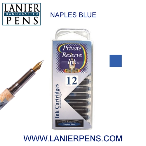 12 Pack Universal Fountain Pen Cartridges - Naples Blues