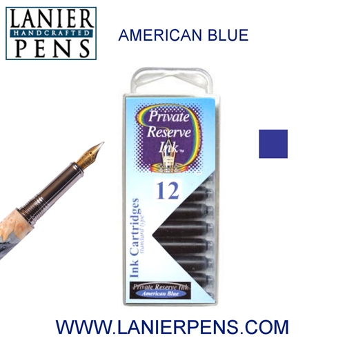 12 Pack Universal Fountain Pen Cartridges - American Blue