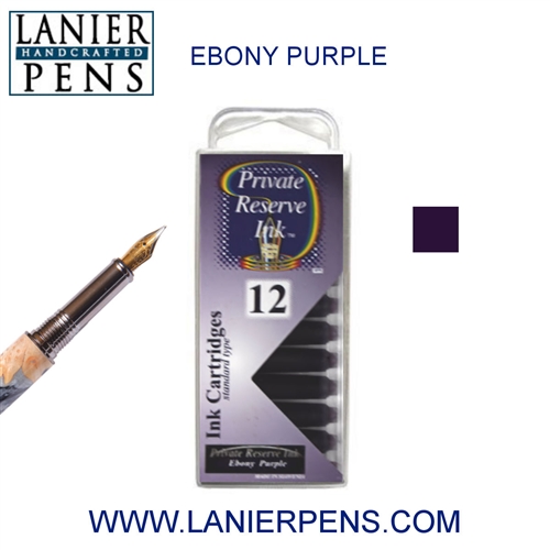 12 Pack Universal Fountain Pen Cartridges - Ebony Purple