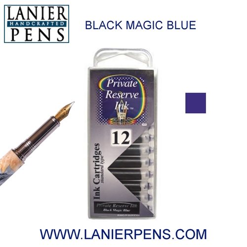 12 Pack Universal Fountain Pen Cartridges - Black Magic Blue