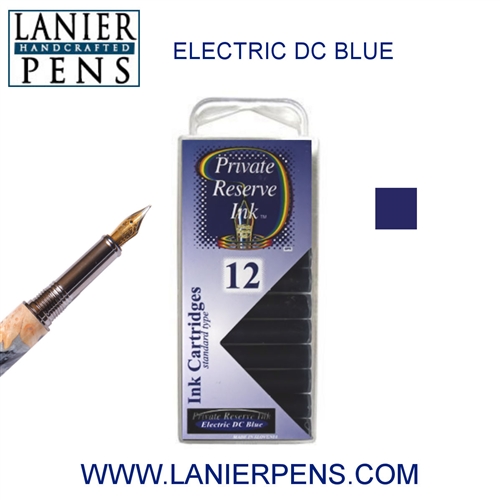 12 Pack Universal Fountain Pen Cartridges - DC Electric Blue