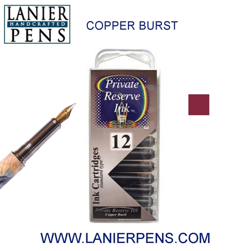 12 Pack Universal Fountain Pen Cartridges - Copper Burst