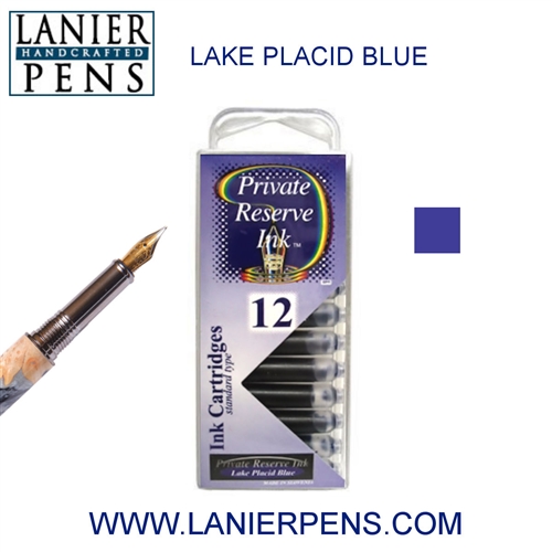 12 Pack Universal Fountain Pen Cartridges - Lake Placid Blue