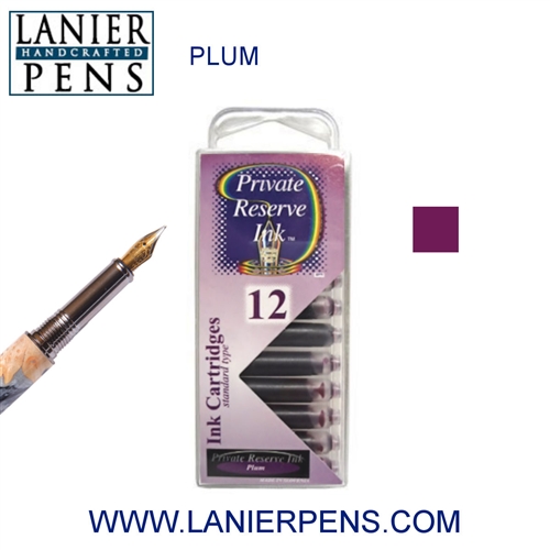12 Pack Universal Fountain Pen Cartridges - Plum