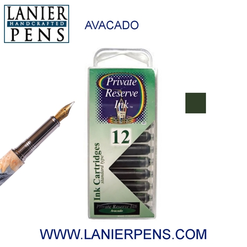12 Pack Universal Fountain Pen Cartridges - Avacado