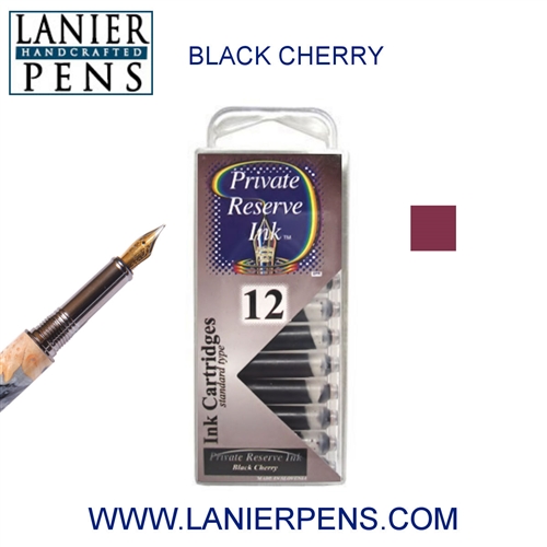 12 Pack Universal Fountain Pen Cartridges - Black Cherry