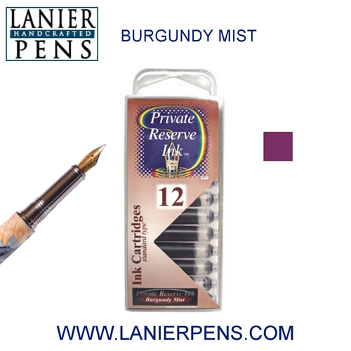 12 Pack Universal Fountain Pen Cartridges - Burgundy Mist