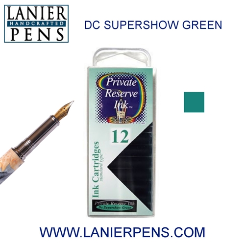 12 Pack Universal Fountain Pen Cartridges - DC Supershow Green