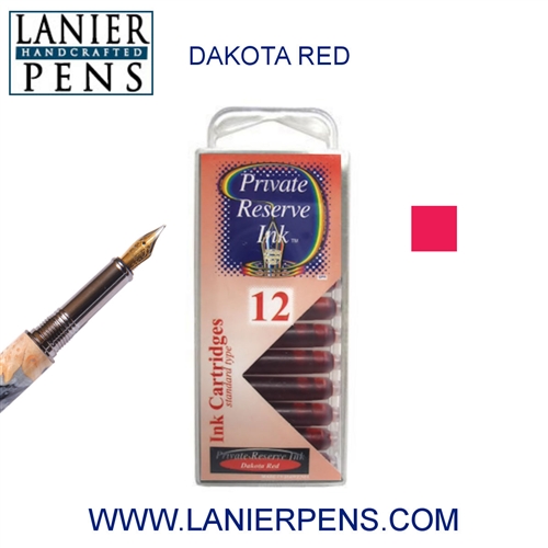 12 Pack Universal Fountain Pen Cartridges - Dakota Red