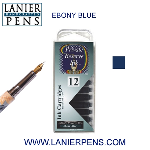12 Pack Universal Fountain Pen Cartridges - Ebony Blue