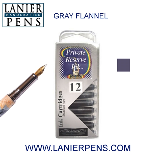 12 Pack Universal Fountain Pen Cartridges - Gray Flannel