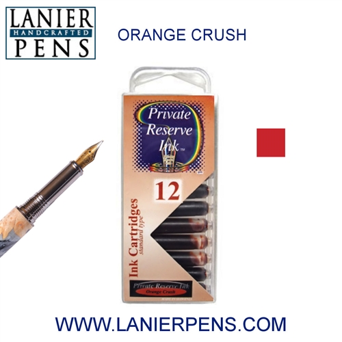 12 Pack Universal Fountain Pen Cartridges - Orange Crush