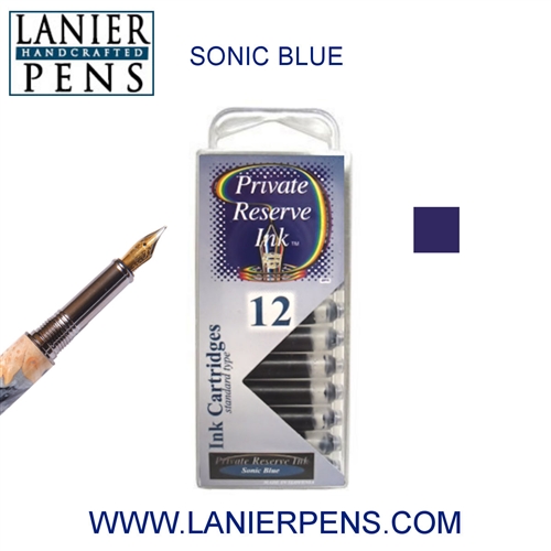 12 Pack Universal Fountain Pen Cartridges - Sonic Blue