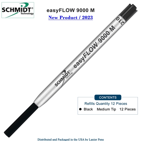 Imprinted Schmidt easyFLOW9000 Ballpoint Refill- Black Ink, Medium Tip 1.0mm - Pack of 12