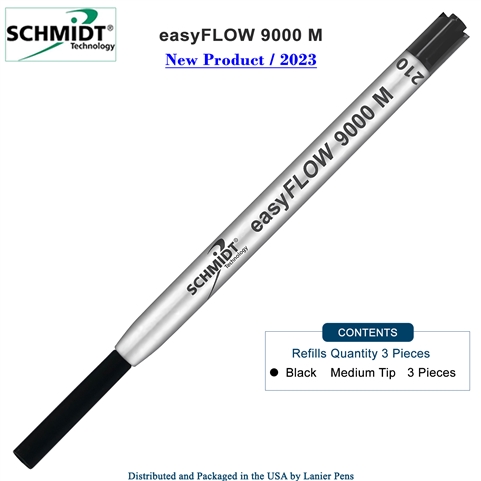 Imprinted Schmidt easyFLOW9000 Ballpoint Refill- Black Ink, Medium Tip 1.0mm - Pack of 3