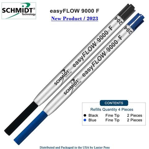 Imprinted Schmidt easyFLOW9000 Ballpoint Refill- Black & Blue Ink, Fine Tip 0.8mm - Pack of 4
