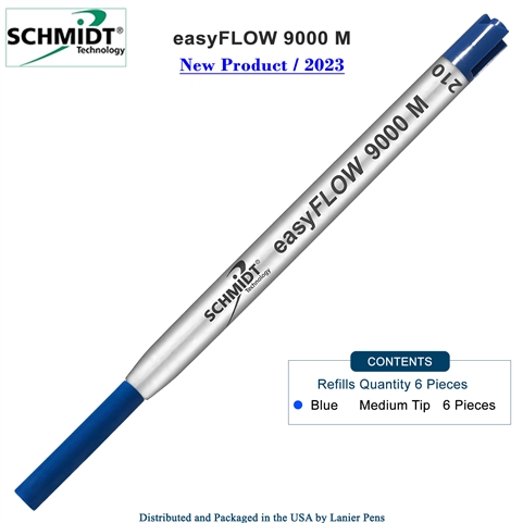 Imprinted Schmidt easyFLOW9000 Ballpoint Refill- Blue Ink, Medium Tip 1.0mm - Pack of 6
