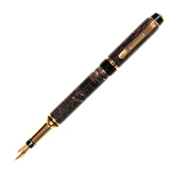 Cigar Fountain Pen - Gray & Black Maple Burl