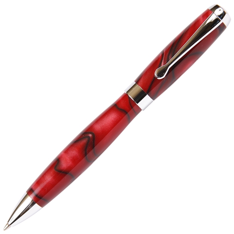 Tuscany Ballpoint Pen - Red & Black Marbleized Gloss Body