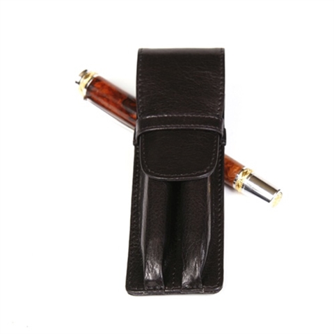 Leather Pen Holder - Black Double