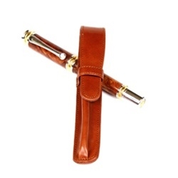 Leather Pen Holder - Brown Single